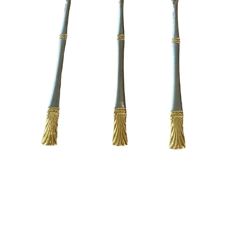 Baek San Royal Demitasse Spoons 18-8 Stainless‎ Gold Trim Lot Of 3 B242